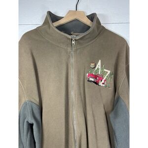 Angderson Route 66 Arizona Vintage Red Car Full Zipper Fleece Brown Jacket 3XL